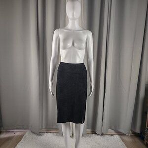 Worthington Women's Black, Gray Striped Stretchy, Side Slit Pencil Skirt Size XL